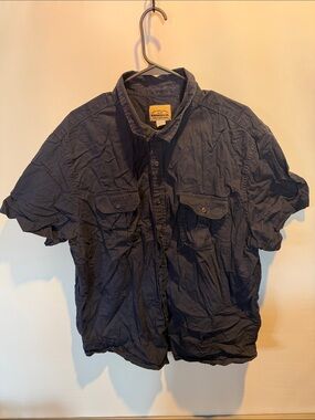 Roebuck & Co Navy Button-Up Short Sleeve Shirt Size: XXL